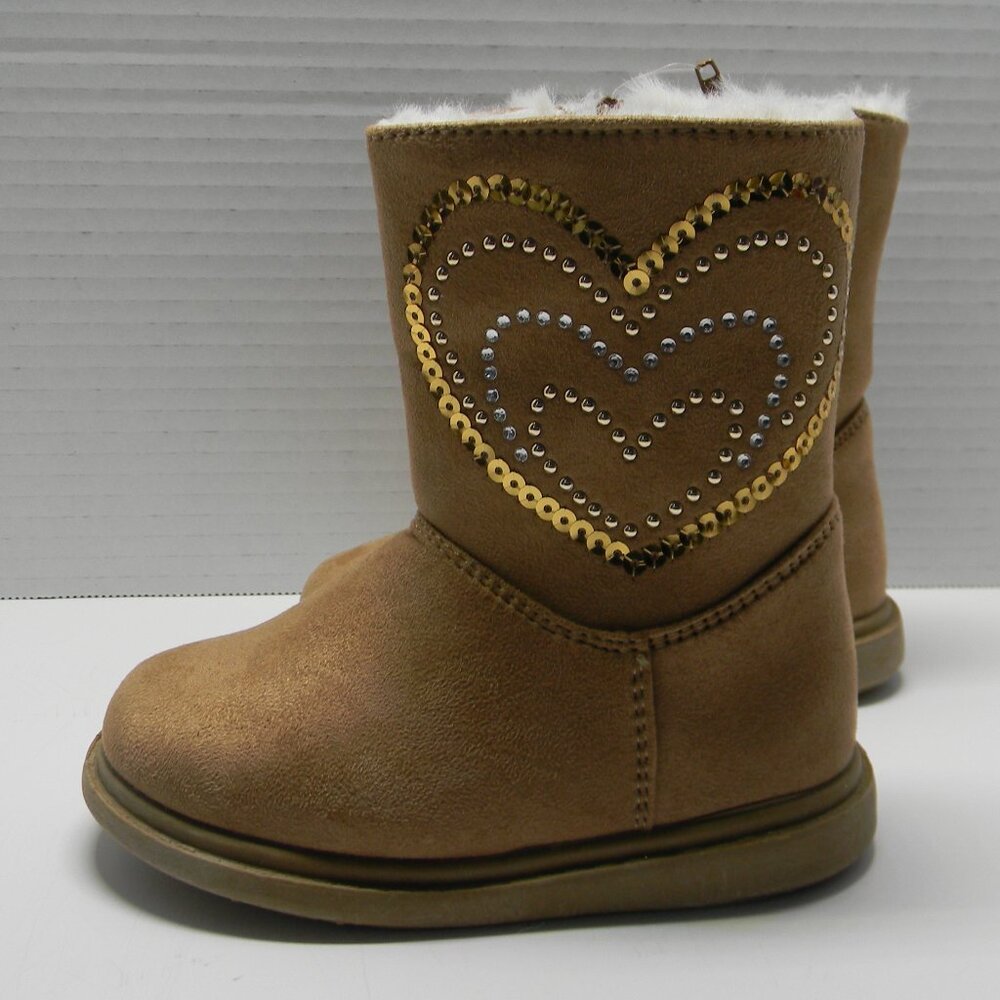 Rachel Shoes Tan Faux Zip Boots Fuzzy Lined Girls Size 7 NWOT